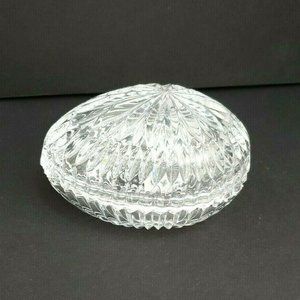 Crystal Glass Egg Shaped Candy Dish Container Vtg